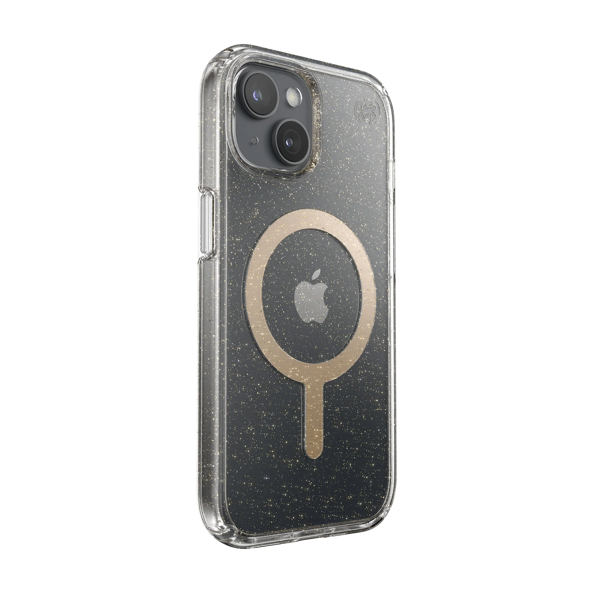 SPECK Presidio Lux Glitter with MagSafe for iPhone 15 - Clear/Gold Glitter/Beige Sweater - Image 3