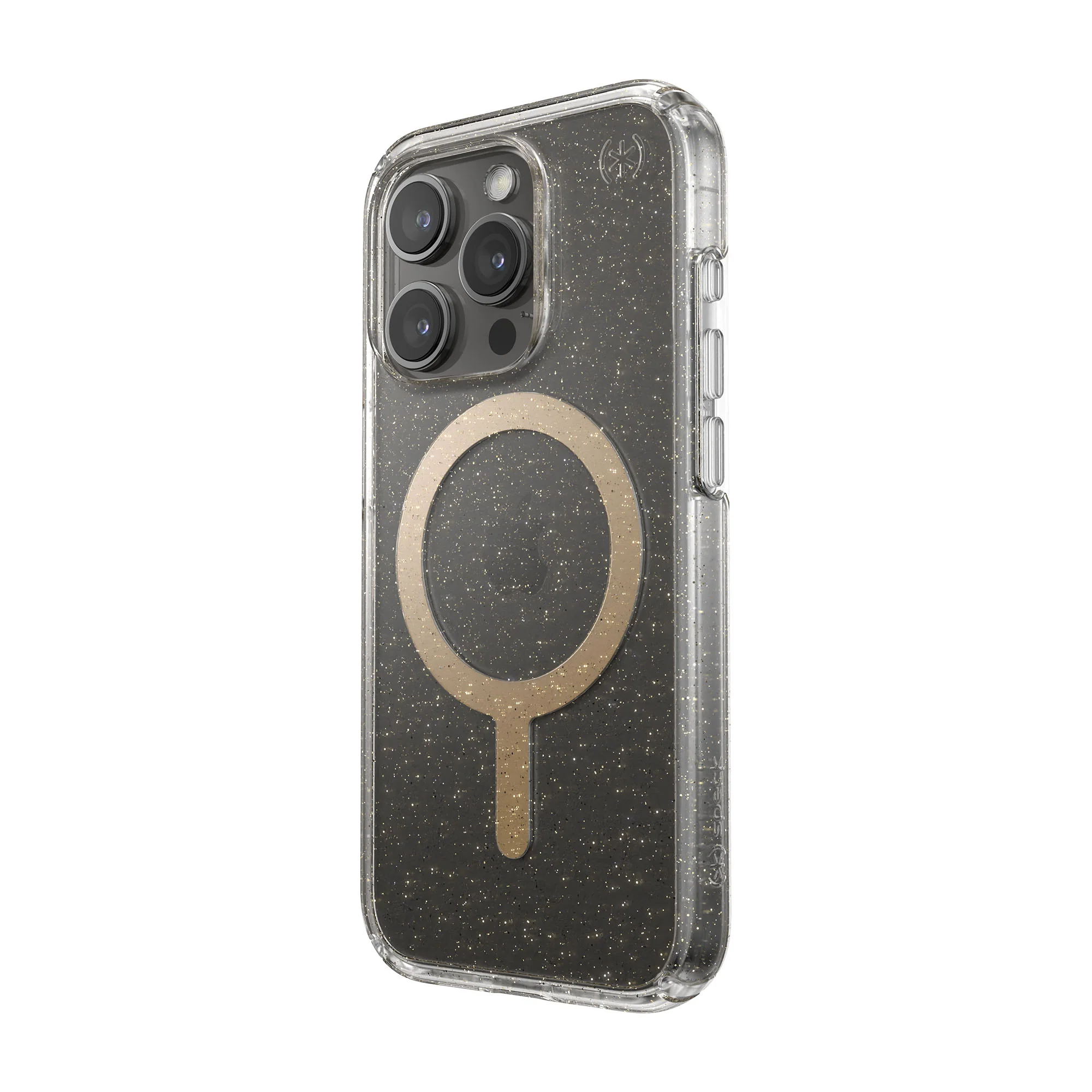 SPECK Presidio Lux Glitter with MagSafe for iPhone 15 Pro - Clear/Gold Glitter/Beige Sweater - Image 2