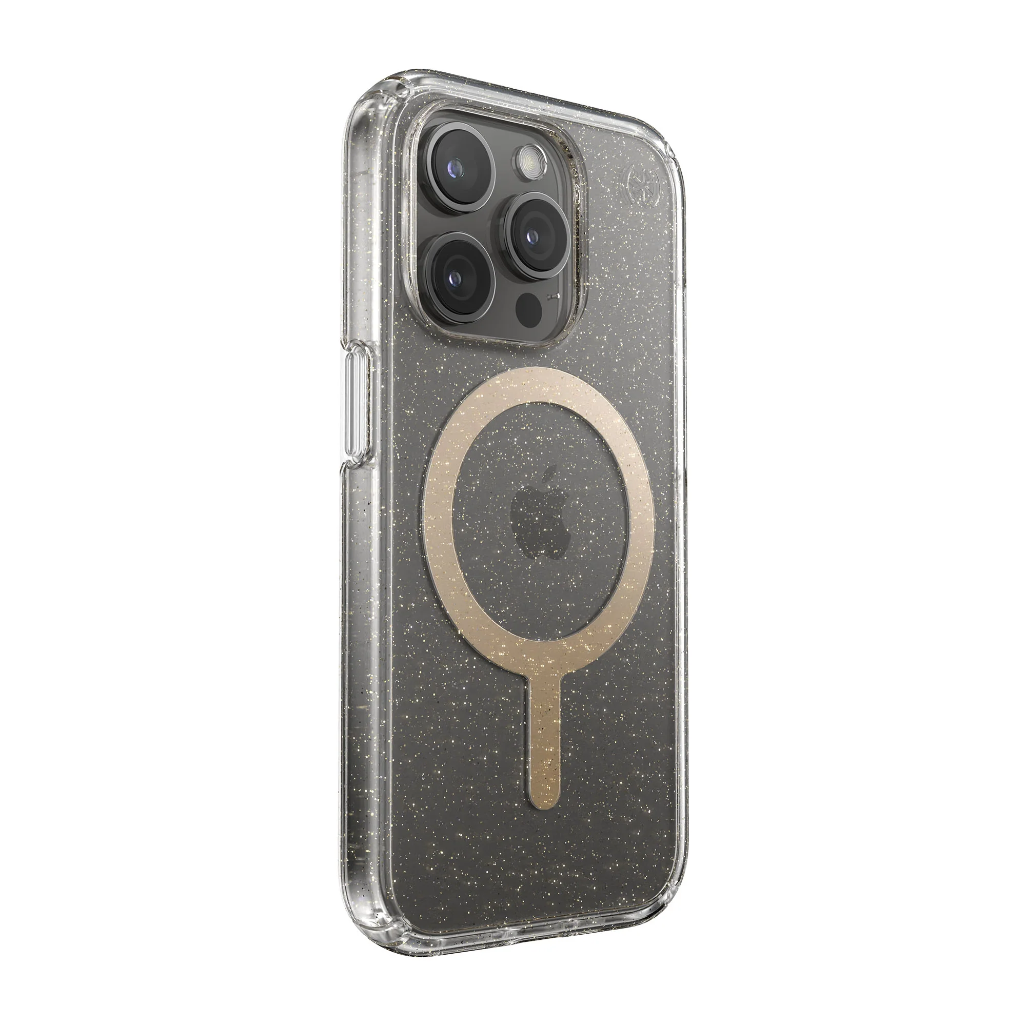SPECK Presidio Lux Glitter with MagSafe for iPhone 15 Pro - Clear/Gold Glitter/Beige Sweater - Image 3