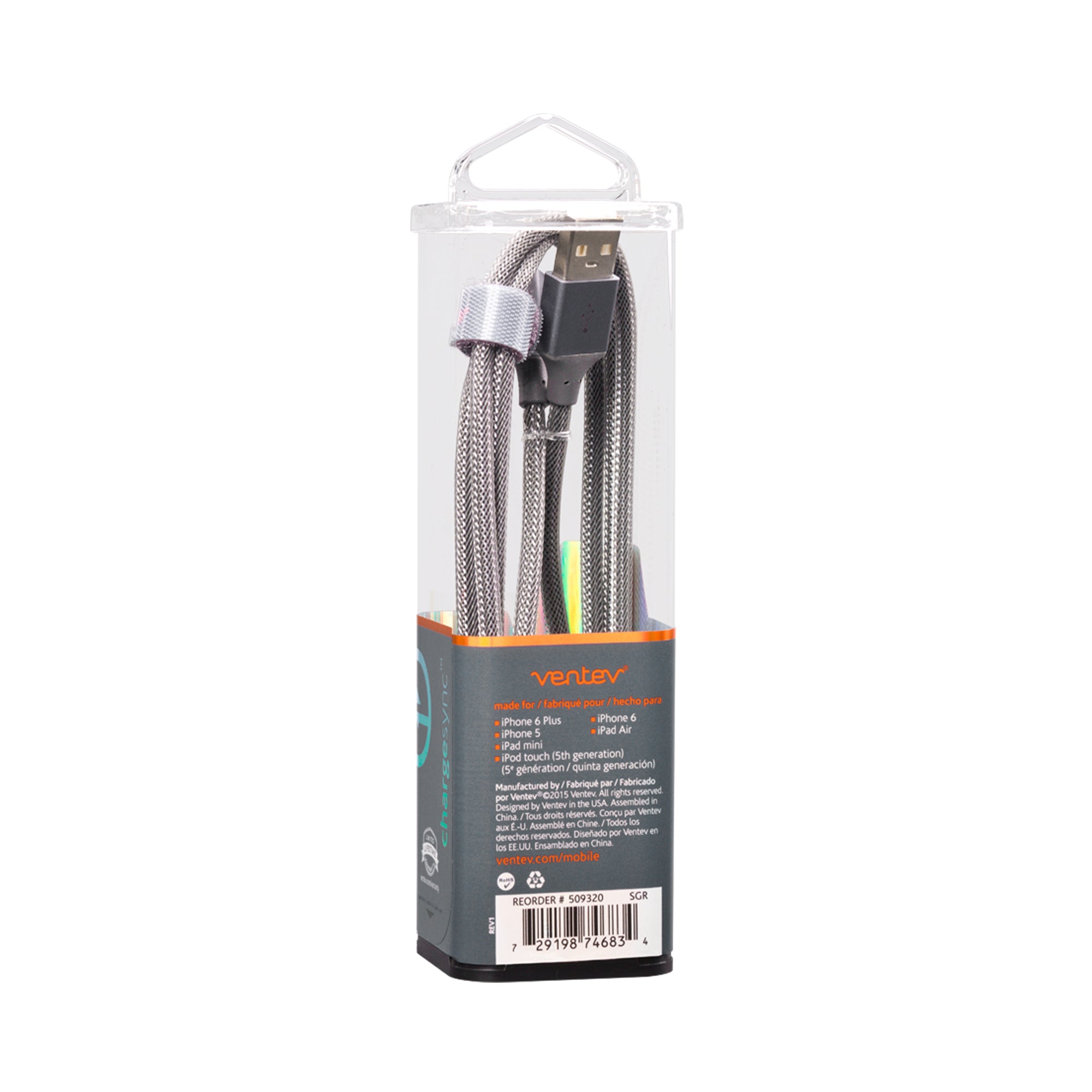 VENTEV Chargesync Alloy Lightning Cable 1.2m - Steel Gray - Image 3